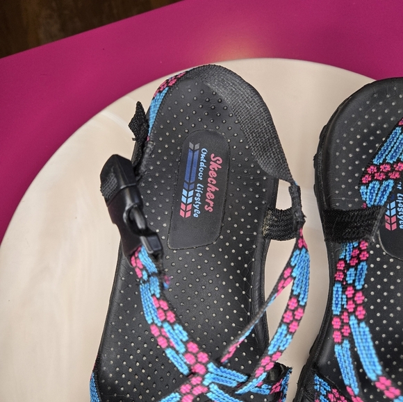 Sketchers, Women's Pink and Blue Sandals Size 12 - Picture 2 of 8